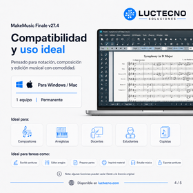 MakeMusic Finale v27.4 para Windows y Mac | Notación musical, partituras, composición, arreglos y edición profesional
