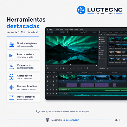 MAGIX Video Pro X17 para Windows | Edición de video profesional, 4K, color, audio, efectos y producción audiovisual