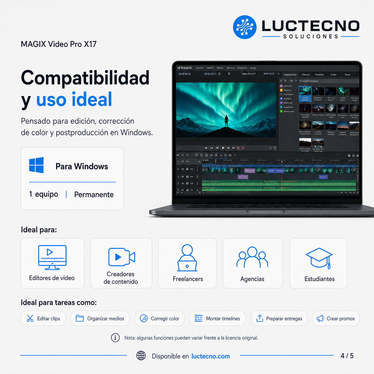 MAGIX Video Pro X17 para Windows | Edición de video profesional, 4K, color, audio, efectos y producción audiovisual