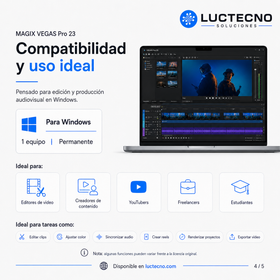 MAGIX VEGAS Pro 23 para Windows | Edición de video profesional, IA, color, audio, efectos y producción audiovisual