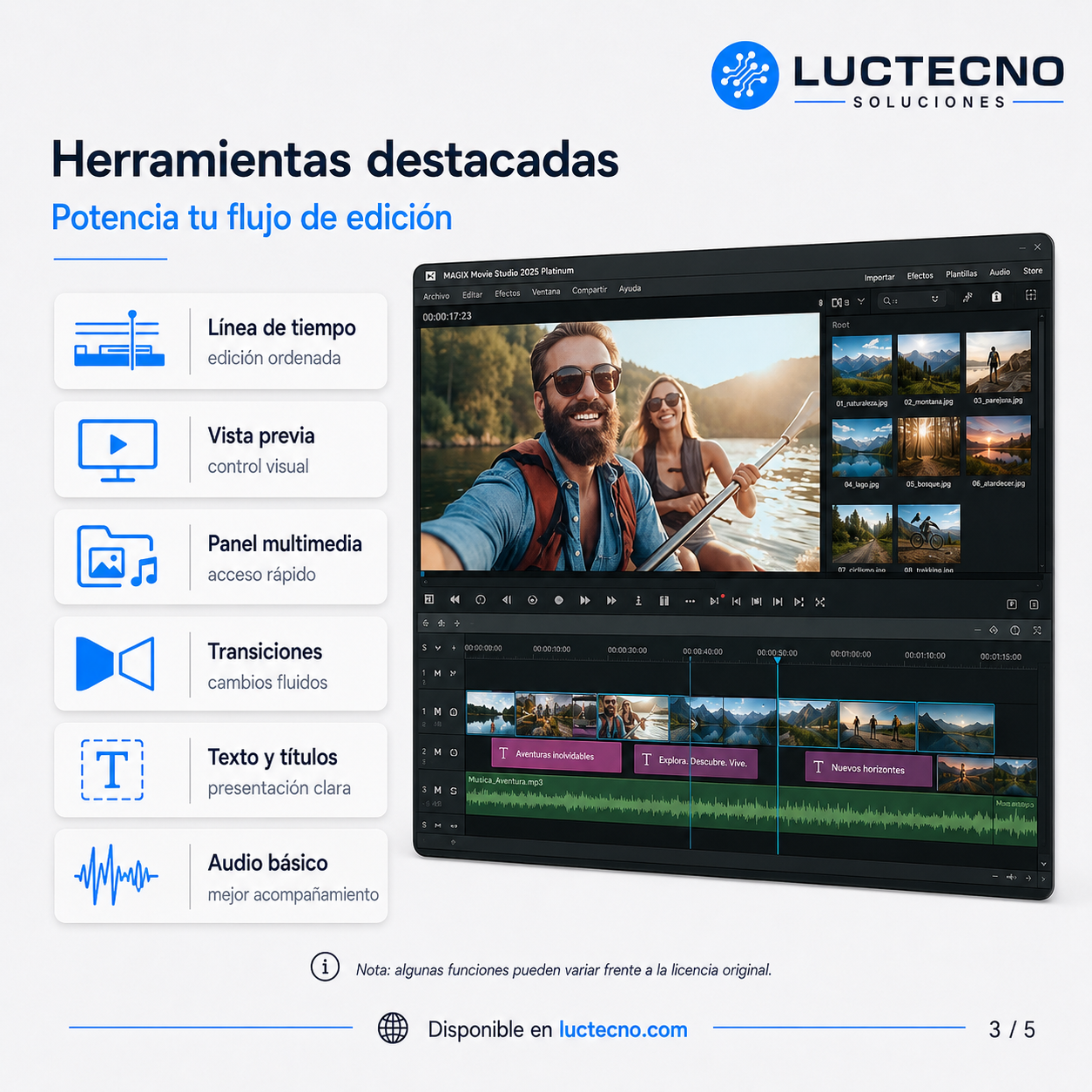 MAGIX Movie Studio 2025 Platinum v24 para Windows | Edición de video, 4K, efectos, color, audio y contenido para redes