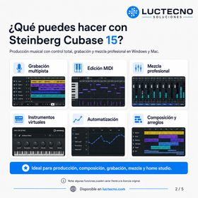 Steinberg Cubase 15 para Windows y Mac | Producción musical, grabación, mezcla, MIDI, VST e IA para audio profesional