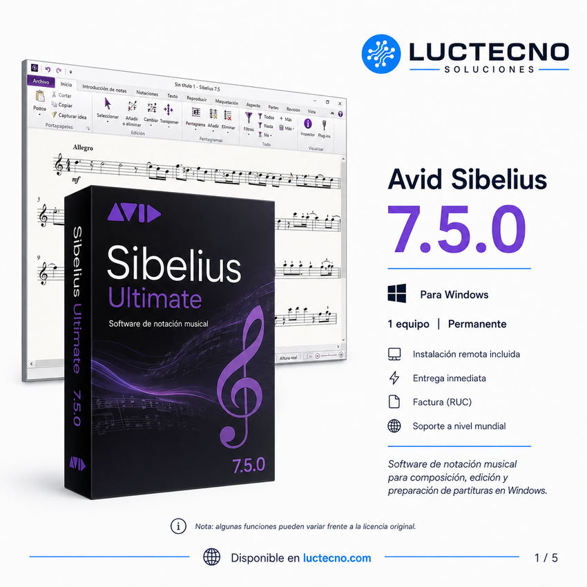 Avid Sibelius 7.5.0 para Windows | Notación musical, partituras, composición, arreglos y edición profesional