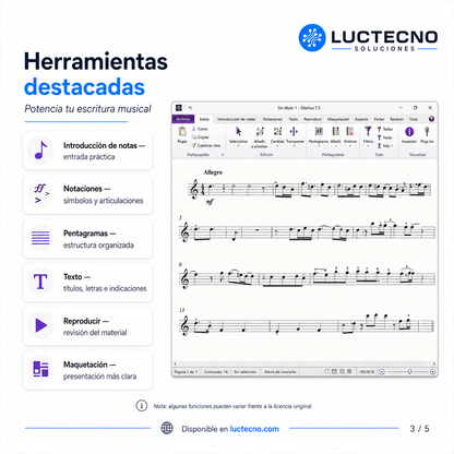 Avid Sibelius 7.5.0 para Windows | Notación musical, partituras, composición, arreglos y edición profesional