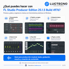 FL Studio Producer Edition 25.1.5 Build 4976 para Windows | 1 Equipo Permanente, producción musical, beats, grabación, mezcla y mastering