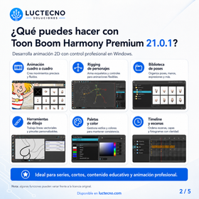 Toon Boom Harmony Premium 21.0.1 para Windows | Animación 2D profesional, rigging, cut-out, dibujo, efectos y producción audiovisual
