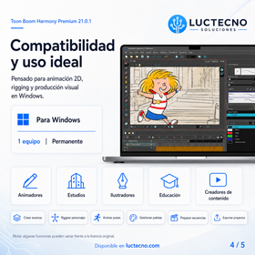 Toon Boom Harmony Premium 21.0.1 para Windows | Animación 2D profesional, rigging, cut-out, dibujo, efectos y producción audiovisual