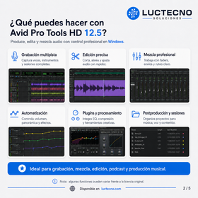 Avid Pro Tools HD 12.5 para Windows | Grabación profesional, mezcla, edición de audio, MIDI y postproducción