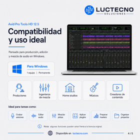Avid Pro Tools HD 12.5 para Windows | Grabación profesional, mezcla, edición de audio, MIDI y postproducción