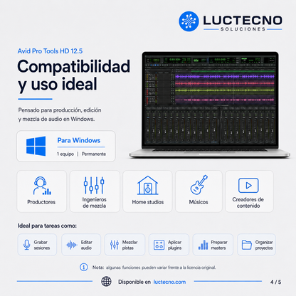 Avid Pro Tools HD 12.5 para Windows | Grabación profesional, mezcla, edición de audio, MIDI y postproducción