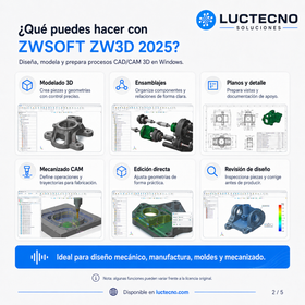 ZWSOFT ZW3D 2025 para Windows | CAD/CAM 3D, diseño mecánico, moldes, ensamblajes y mecanizado CNC