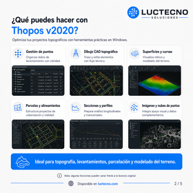 Thopos v2020 para Windows | Topografía, perfiles, curvas de nivel, replanteo, cálculo de terrenos y planos técnicos