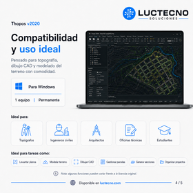 Thopos v2020 para Windows | Topografía, perfiles, curvas de nivel, replanteo, cálculo de terrenos y planos técnicos