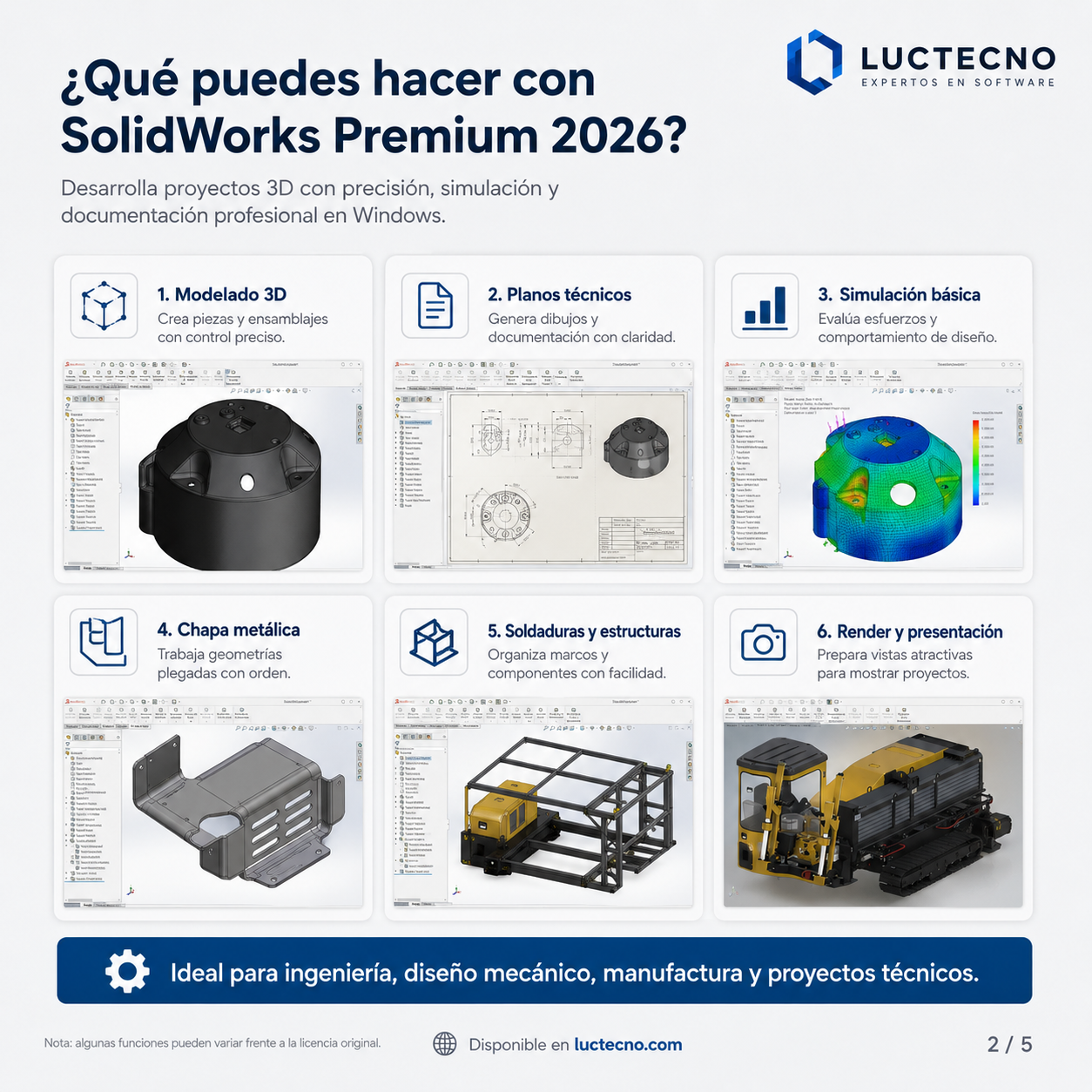 SolidWorks Premium 2026 para Windows | CAD 3D, diseño mecánico, ensamblajes, simulación, planos y fabricación