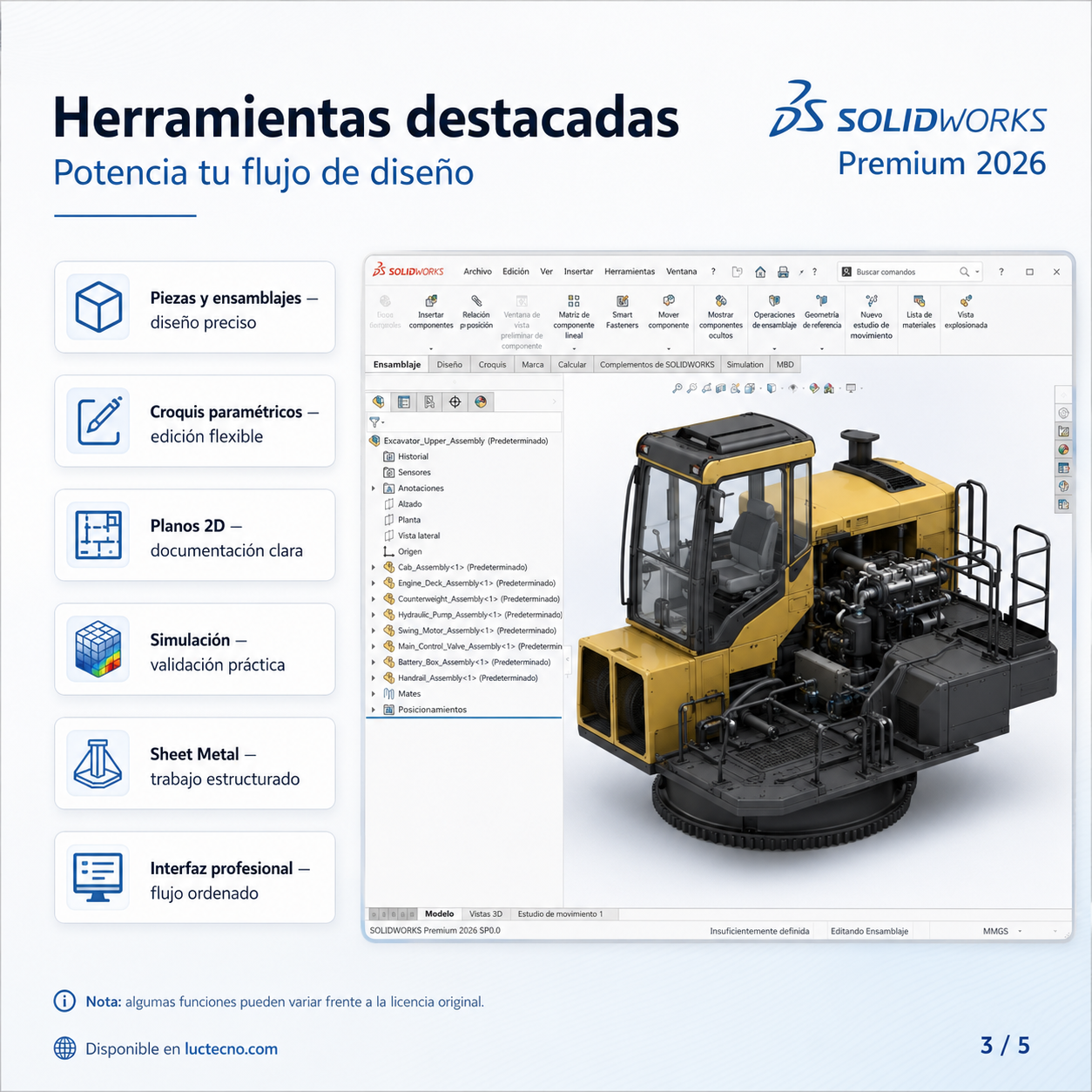 SolidWorks Premium 2026 para Windows | CAD 3D, diseño mecánico, ensamblajes, simulación, planos y fabricación