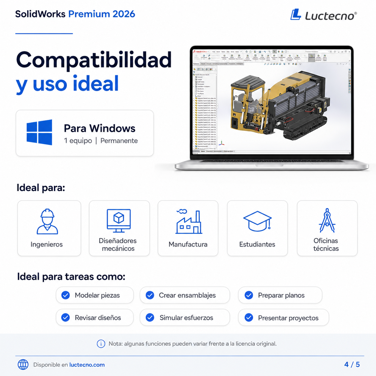 SolidWorks Premium 2026 para Windows | CAD 3D, diseño mecánico, ensamblajes, simulación, planos y fabricación