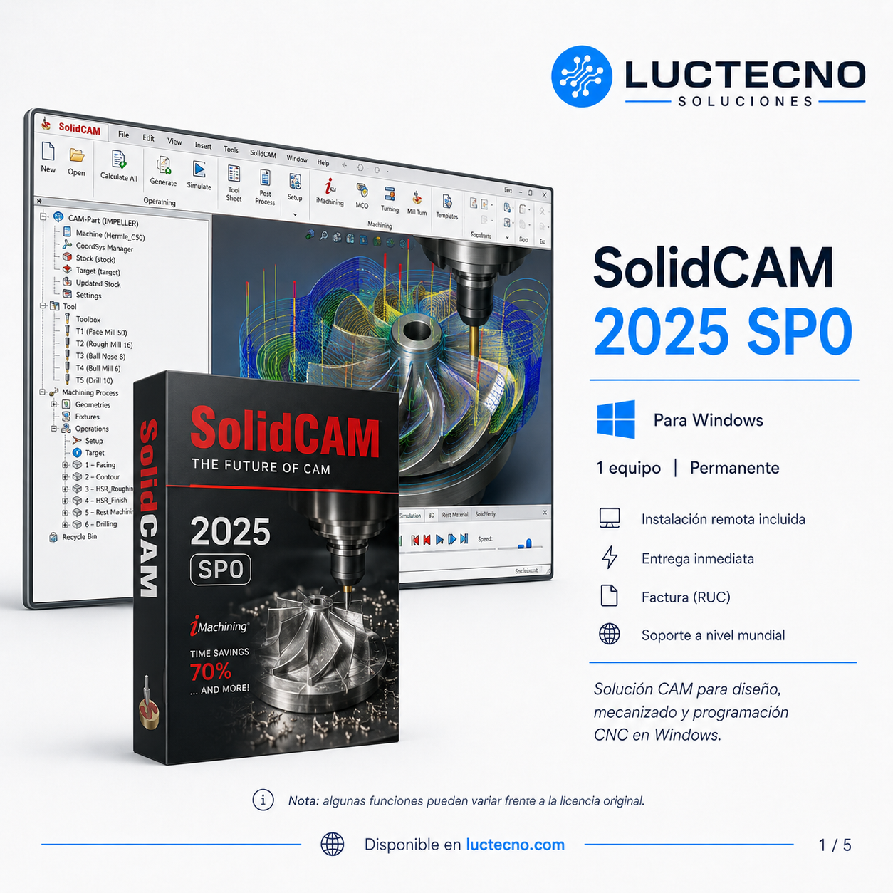 SolidCAM 2025 SP0 para Windows | CAM CNC, iMachining, fresado, torneado, 5 ejes y mecanizado integrado en SolidWorks