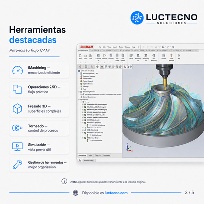 SolidCAM 2025 SP0 para Windows | CAM CNC, iMachining, fresado, torneado, 5 ejes y mecanizado integrado en SolidWorks
