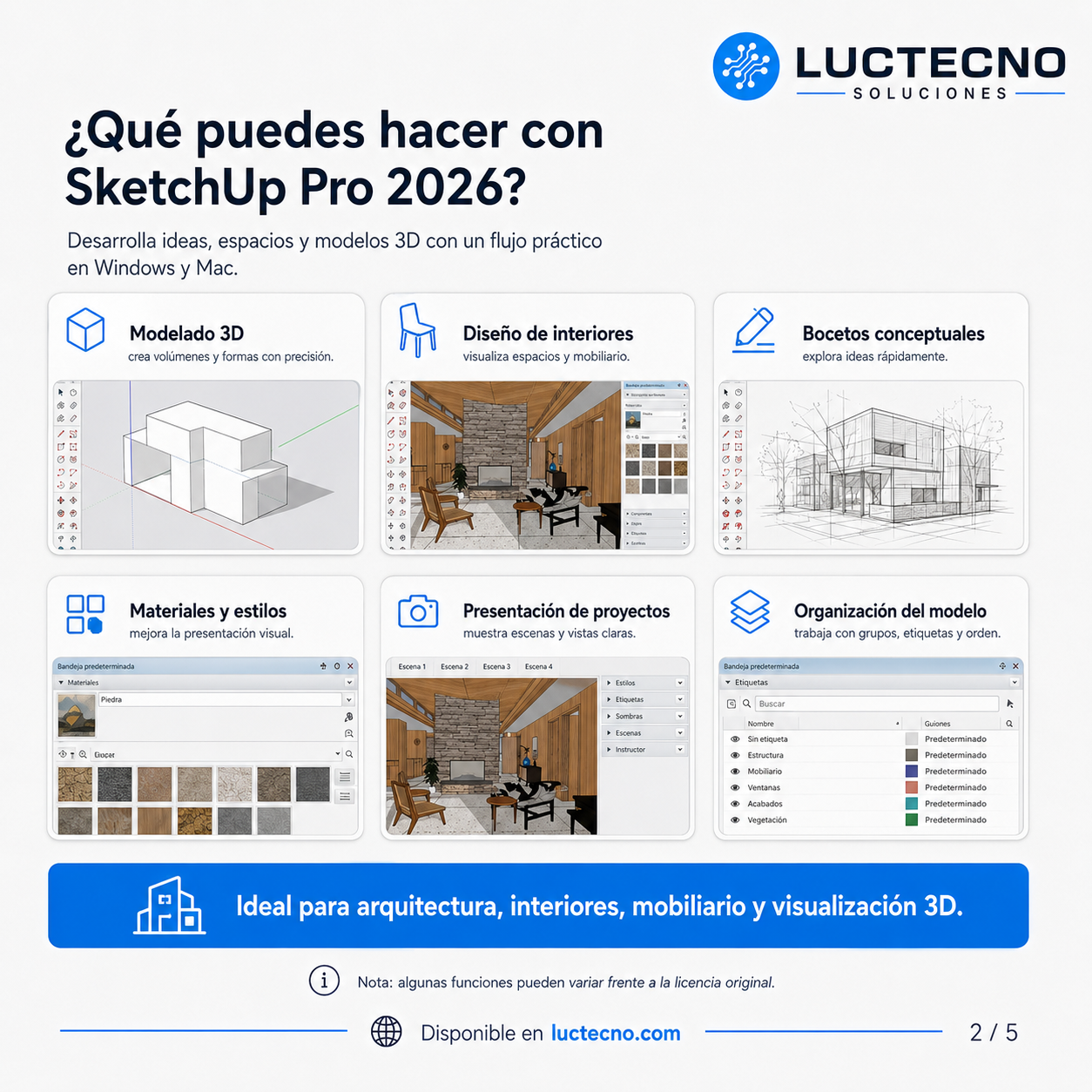 SketchUp Pro 2026 para Windows y Mac | 1 Equipo Permanente, modelado 3D, arquitectura, interiores, planos y diseño profesional