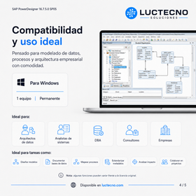 SAP PowerDesigner 16.7.5.0 SP05 para Windows | Modelado de datos, arquitectura empresarial, BPM, UML y documentación técnica