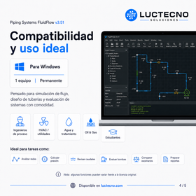 Piping Systems FluidFlow v3.51 para Windows | Cálculo hidráulico, redes de tuberías, bombas, válvulas y análisis de fluidos