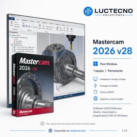 Mastercam 2026 v28 para Windows | CAM CNC, fresado, torneado, 5 ejes, mill-turn, simulación y manufactura industrial