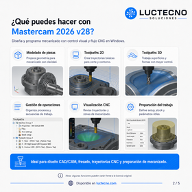 Mastercam 2026 v28 para Windows | CAM CNC, fresado, torneado, 5 ejes, mill-turn, simulación y manufactura industrial