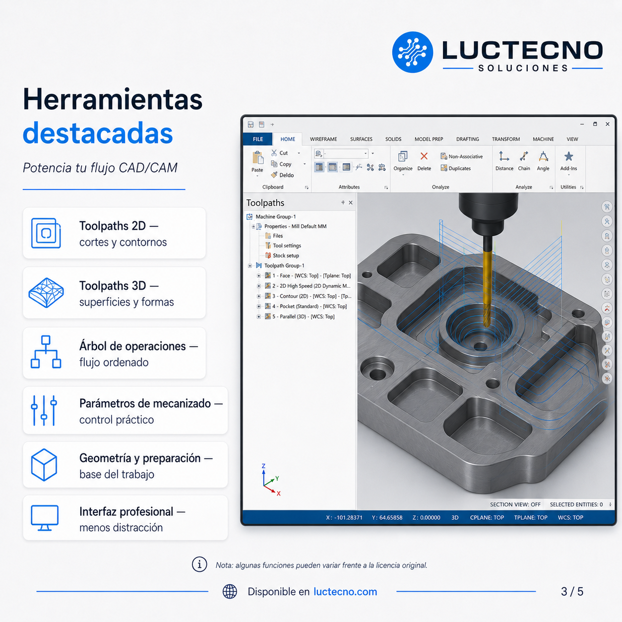 Mastercam 2026 v28 para Windows | CAM CNC, fresado, torneado, 5 ejes, mill-turn, simulación y manufactura industrial