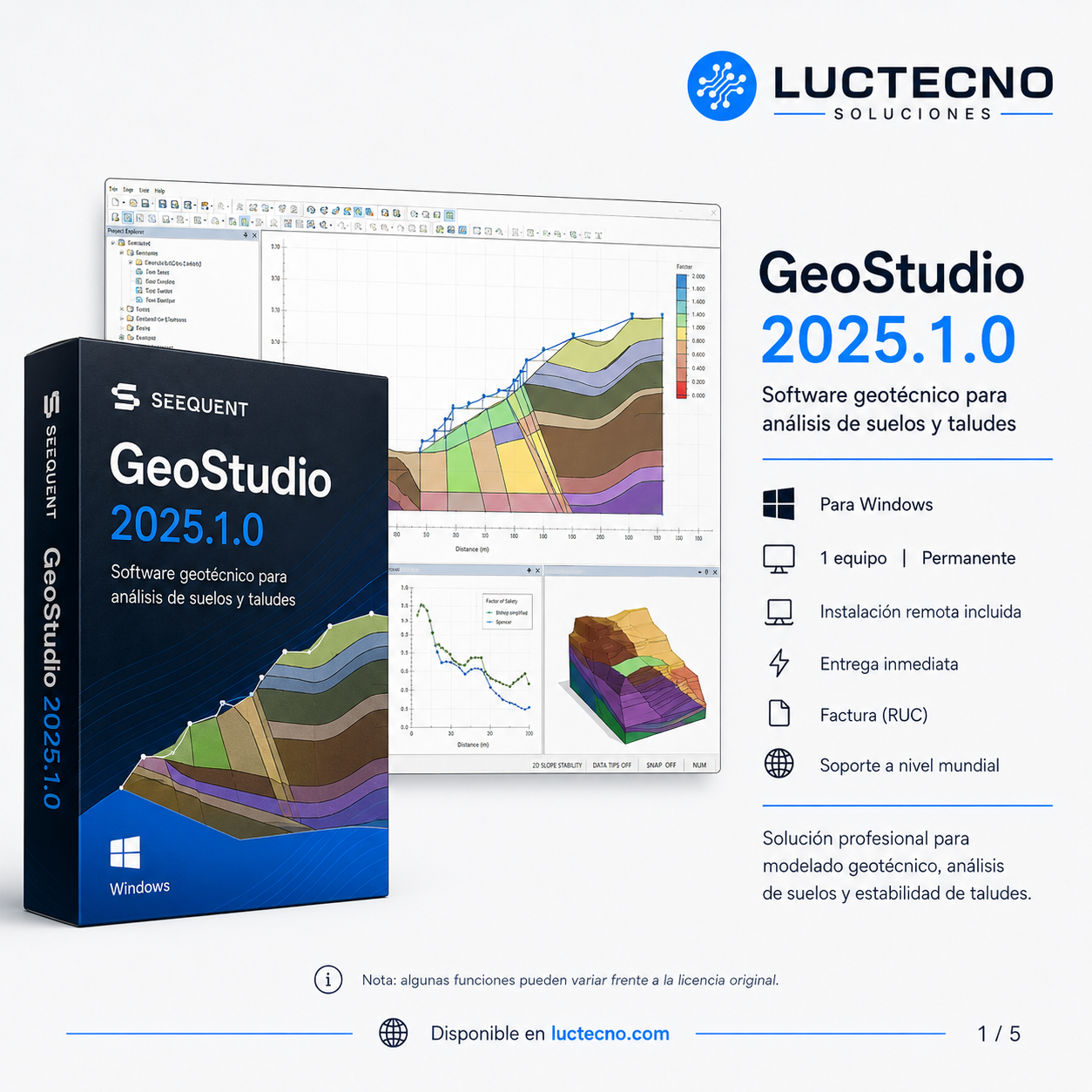 GeoStudio 2025.1.0 para Windows | Software geotécnico para análisis de suelos, taludes, filtración, estabilidad y flujo subterráneo