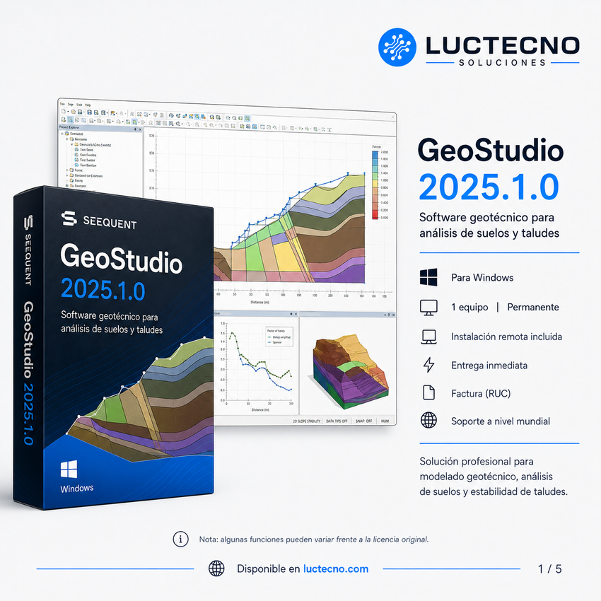 GeoStudio 2025.1.0 para Windows | Software geotécnico para análisis de suelos, taludes, filtración, estabilidad y flujo subterráneo
