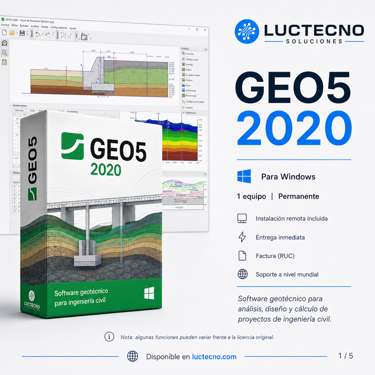 GEO5 2020 para Windows | Ingeniería geotécnica, taludes, cimentaciones, muros, excavaciones y análisis de suelos