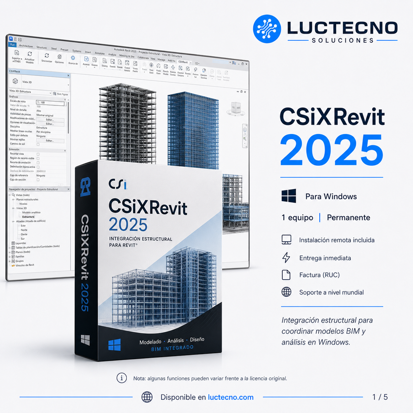CSiXRevit 2025 para Windows | Integración Revit con ETABS, SAP2000 y SAFE para modelos BIM estructurales