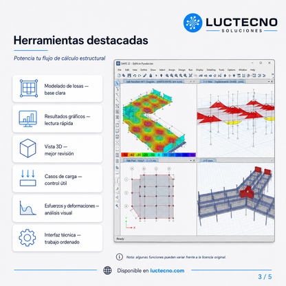 CSI SAFE v22 para Windows | Diseño de losas, cimentaciones, zapatas, postensado, basemats y análisis estructural
