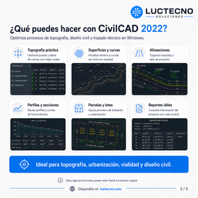 CivilCAD 2022 para Windows | Topografía, curvas de nivel, perfiles, secciones, volúmenes, lotificación y planos civiles