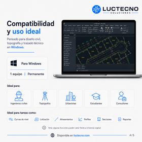 CivilCAD 2022 para Windows | Topografía, curvas de nivel, perfiles, secciones, volúmenes, lotificación y planos civiles