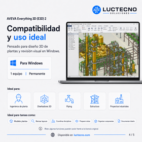 AVEVA Everything 3D E3D 2 para Windows | Diseño 3D de plantas industriales, piping, estructuras, equipos y modelado multidisciplinario