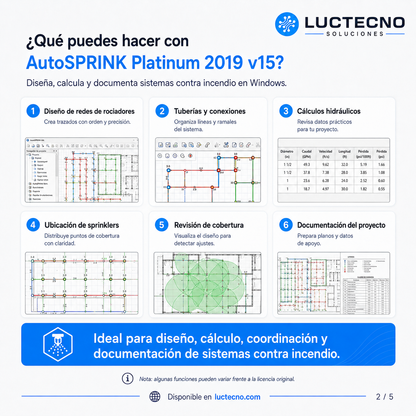AutoSPRINK Platinum 2019 v15 para Windows | Diseño de rociadores contra incendios, cálculo hidráulico, planos, tuberías y sistemas sprinkler