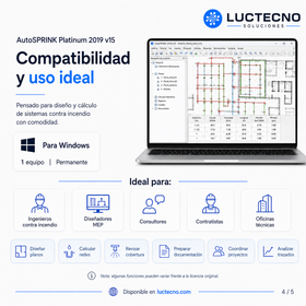 AutoSPRINK Platinum 2019 v15 para Windows | Diseño de rociadores contra incendios, cálculo hidráulico, planos, tuberías y sistemas sprinkler