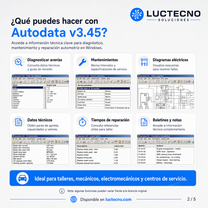 Autodata v3.45 para Windows | Información técnica automotriz, diagnóstico, mantenimiento, reparación, diagramas y tiempos de taller