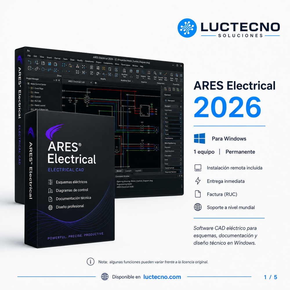 ARES Electrical 2026 para Windows | Diseño de planos eléctricos, esquemas, tableros, cableado, símbolos y documentación técnica
