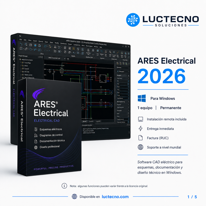 ARES Electrical 2026 para Windows | Diseño de planos eléctricos, esquemas, tableros, cableado, símbolos y documentación técnica