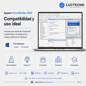 Appeon PowerBuilder 2022 para Windows | Desarrollo de aplicaciones empresariales, PowerScript, DataWindow, bases de datos y sistemas client/server