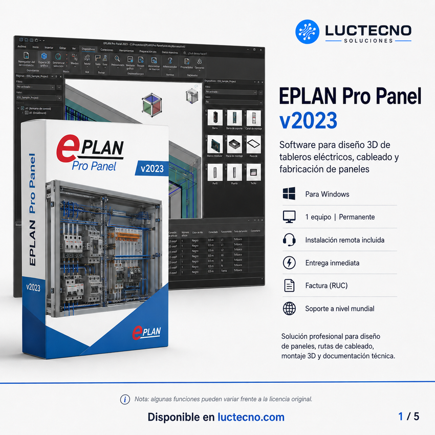 EPLAN Pro Panel v2023 para Windows | Diseño 3D de tableros eléctricos, armarios, cableado, montaje y manufactura eléctrica