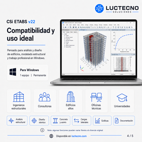 CSi ETABS v22 para Windows | Análisis estructural de edificios, diseño sísmico, concreto, acero, muros, losas y modelado 3D