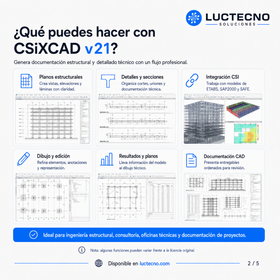 CSiXCAD v21 para Windows | Integración CAD estructural, documentación técnica, planos, modelos CSI y flujo con ETABS, SAP2000 y SAFE
