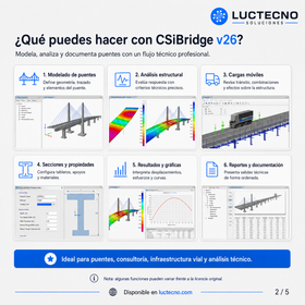 CSiBridge v26 para Windows | Análisis y diseño de puentes, cargas móviles, concreto, acero, construcción por etapas y load rating