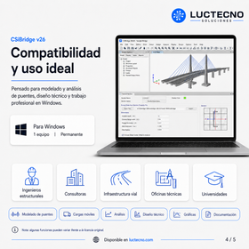 CSiBridge v26 para Windows | Análisis y diseño de puentes, cargas móviles, concreto, acero, construcción por etapas y load rating