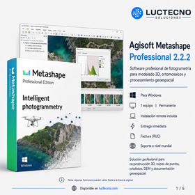 Agisoft Metashape Professional 2.2.2 para Windows | 1 Equipo | Permanente | Fotogrametría, drones, nube de puntos, ortomosaicos, DEM/DTM y modelos 3D