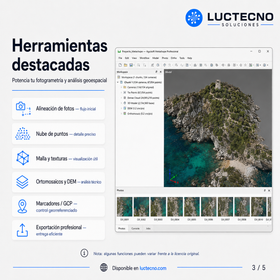Agisoft Metashape Professional 2.2.2 para Windows | 1 Equipo | Permanente | Fotogrametría, drones, nube de puntos, ortomosaicos, DEM/DTM y modelos 3D