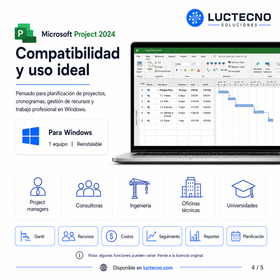 Microsoft Project 2024 para Windows | 1 Equipo | Reinstalable | Permanente | Gestión de proyectos, cronogramas, Gantt, recursos, costos y planificación profesional